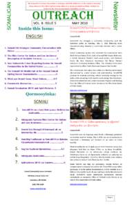 SOMALICAN  Outreach VOL. II. ISSUE 5  Inside this Issue: