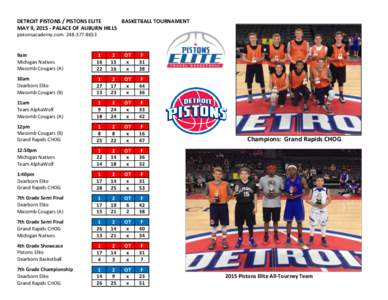 DETROIT PISTONS / PISTONS ELITE BASKETBALL TOURNAMENT MAY 9, PALACE OF AUBURN HILLS pistonsacademy.com9am