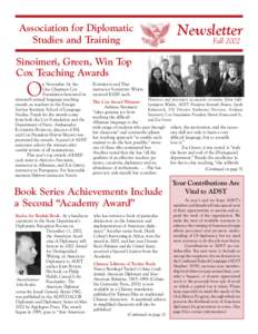 Association for Diplomatic Studies and Training Newsletter Fall 2002