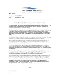 TransLink / Maple Ridge /  British Columbia / Golden Ears Bridge / Pitt Meadows / Canada Line / Bilfinger Berger / Fraser River Marine Transportation Ltd. / British Columbia / Provinces and territories of Canada / Lower Mainland