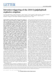 LETTER  doi:[removed]nature09558 ¨kull Intrusion triggering of the 2010 Eyjafjallajo