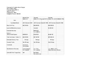 Proposal for Towable Wood Chipper Storm Water Utility Proposal Notice #05-13