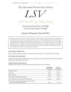 Click here to view the fund’s statutory prospectus or statement of additional information  The Advisors’ Inner Circle Fund LSV Small Cap Value Fund Institutional Class Shares: LSVQX