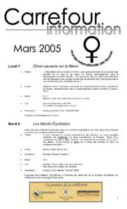 Mars 2005 Dîner-causerie sur le Bénin Lundi 7 •
