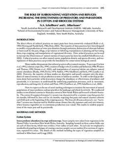 _______________________ Impact of conservation biological control practices on natural enemies 235  THE ROLE OF SURROUNDING VEGETATION AND REFUGES: INCREASING THE EFFECTIVENESS OF PREDATORS AND PARASITOIDS IN COTTON AND 