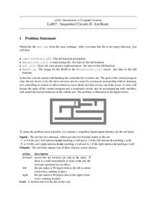 cs281: Introduction to Computer Systems  Lab07 - Sequential Circuits II: Ant Brain 1