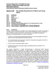 Arizona Department of Health Services Division of Behavioral Health Services PROVIDER MANUAL White Mountain Apache Behavioral Health Services Version  Section 3.22