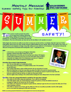 Monthly Message:  Summer Safety Tips for Families! T