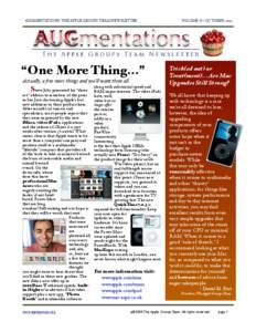 AUGMENTATIONS: THE APPLE GROUPS TEAM NEWSLETTER  “One More Thing...”