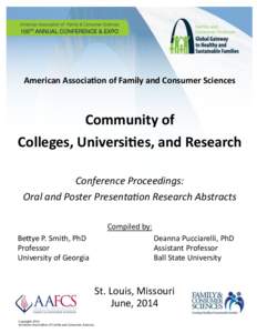 American Association of Family and Consumer Sciences 105th ANNUAL CONFERENCE & EXPO Community of Colleges, Universities, and Research Conference Proceedings: