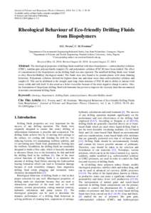 Journal of Polymer and Biopolymer Physics Chemistry, 2014, Vol. 2, No. 3, 50-54 Available online at http://pubs.sciepub.com/jpbpc/2/3/2 © Science and Education Publishing DOI:[removed]jpbpc[removed]Rheological Behaviour 
