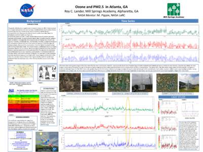Ozone and PM2.5 in Atlanta, GA Roy C. Lander, Mill Springs Academy, Alpharetta, GA NASA Mentor: M. Pippin, NASA LaRC Background  Time Series
