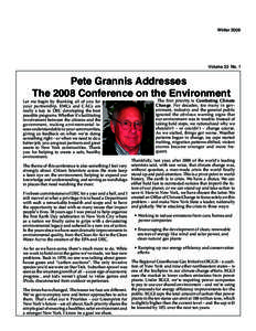 Winter[removed]Volume 33 No. 1 Pete Grannis Addresses The 2008 Conference on the Environment