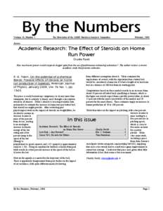 By the Numbers Volume 18, Number 1 The Newsletter of the SABR Statistical Analysis Committee  February, 2008