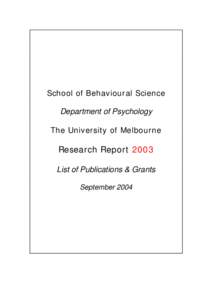 School of Behavioural Science