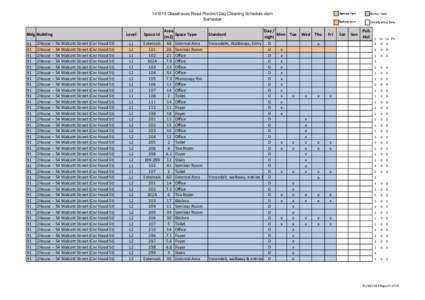 [removed]Glasshouse Road Precinct Day Cleaning Schedule.xlsm Semester Bldg Building 91 91