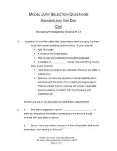 Model Jury Selection Questions - Civil
