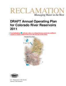 DRAFT Annual Operating Plan for Colorado River Reservoirs[removed]Teal highlighting (xx) indicates values or verbiage that may need to be modified in response to actual conditions that occur after the date of this draft.]