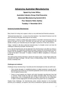 Economics / Design / Foreign direct investment / Advanced manufacturing / Innovation / Structure / Competitiveness / Research and development / Economy of Australia / Manufacturing / Technology / Business