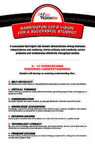 A successful Barrington 220 student demonstrates strong character, independence and resiliency, thinks critically and creatively, solves problems and collaborates effectively throughout society[removed]Overarching Enduri