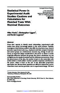 Statistical Power in Experimental Audit Studies: Cautions and Calculations for Matched Tests With Nominal Outcomes