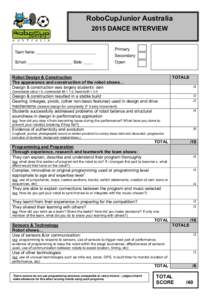 RCJA DANCE & DANCE THEATRE Interview score sheet 2010