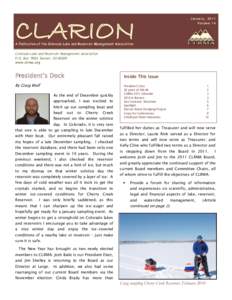CLARION  January, 2011 Volume 14  A Publication of the Colorado Lake and Reservoir Management Association