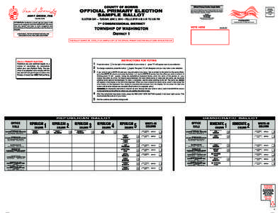 COUNTY OF MORRIS  Official Primary Election Sample Ballot OFFICIAL PRIMARY ELECTION SAMPLE BALLOT