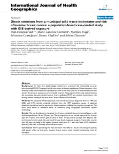 Polychlorinated dibenzodioxins / 2 / 3 / 7 / 8-Tetrachlorodibenzodioxin / Risk factors for breast cancer / Breast cancer / 1 / 4-Dioxin / Epidemiology of cancer / Incineration / Cancer / Ovarian cancer / Medicine / Oncology / Organochlorides