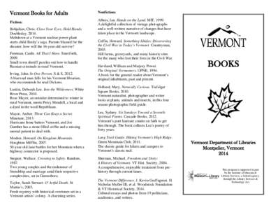 Vermont Books for Children Picture Books: