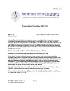 MSS #015, page 1  Transportation Timetables, MSS: # 015 Volume: 10 boxes