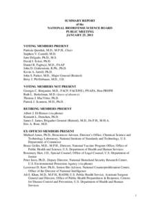 Summary Report of the National Biodefense Science Board Public Meeting - January 25, 2011