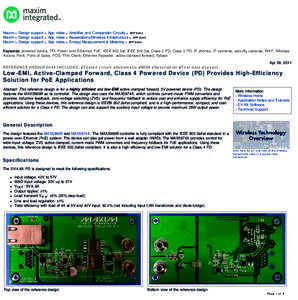 Low-EMI, Active-Clamped Forward, Class 4 Powered Device (PD) Provides High-Efficiency Solution for PoE Applications - Maxim