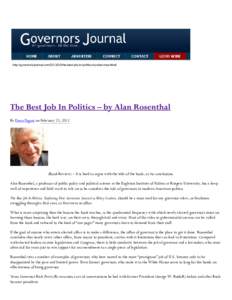 The Best Job In Politics – by Alan Rosenthal