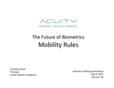 The	
  Future	
  of	
  Biometrics	
    Mobility	
  Rules	
  	
  	
  	
   C.Maxine	
  Most	
   Principal	
  