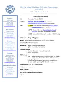Rhode Island Building Official’s Association www.riboa.net PO Box 1246 – Coventry, RI[removed]___________________________________________________________  Regular Meeting Agenda