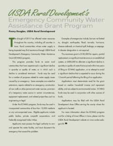 USDA Rural Development’s  Emergency Community Water Assistance Grant Program Penny Douglas, USDA Rural Development