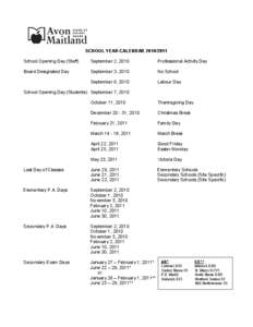School holiday / Listowel / Schutzstaffel / Avon Maitland District School Board / Holidays / Academic term / Calendars