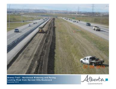 Stoney Trail / Northwest Widening and Paving Looking West from Harvest Hills Boulevard September 2013 