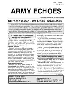 Issue 1, Volume L Jan-Apr 2006 ARMY ECHOES THE BULLETIN FOR THE RETIRED SOLDIER