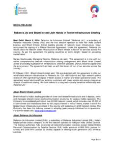 Microsoft Word - Media Release - Reliance Jio & Bharti Infratel[removed]doc