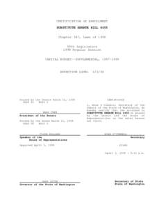 CERTIFICATION OF ENROLLMENT SUBSTITUTE SENATE BILL 6455 Chapter 347, Laws of 1998 55th Legislature 1998 Regular Session CAPITAL BUDGET--SUPPLEMENTAL, [removed]