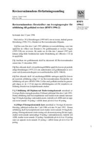 Revisorsnämndens författningssamling Utgivare: Christer Lefrell ISSNRevisorsnämndens föreskrifter om övergångsregler för utbildning till godkänd revisor (RNFS 1996:2)