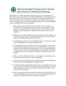 Recommended Procedures for School Bus Drivers at Railroad Crossings