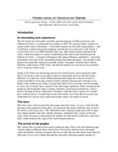 VINIFICATION AT CHATEAU DU TERTRE Work experience 28 Sep – 12 Oct 2006 with cellar master David Fennelly David Bolomey, Bordoverview, Amsterdam