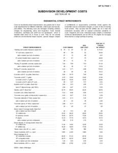 Subdivision Developement Costs