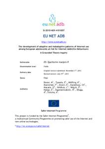 The development of adaptive and maladaptive patterns of Internet use among European adolescents at risk for Internet Addictive Behaviours: A Grounded Theory inquiry