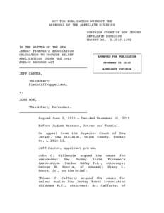 NOT FOR PUBLICATION WITHOUT THE APPROVAL OF THE APPELLATE DIVISION SUPERIOR COURT OF NEW JERSEY APPELLATE DIVISION DOCKET NO. A-2810-13T2 IN THE MATTER OF THE NEW