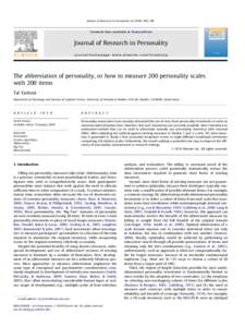 The abbreviation of personality, or how to measure 200 personality scales with 200 items