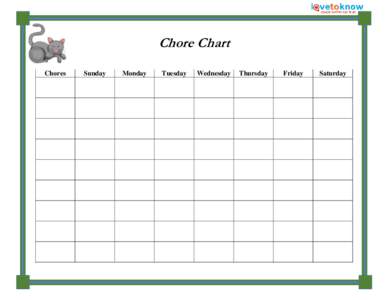 Chore Chart Chores Sunday  Monday